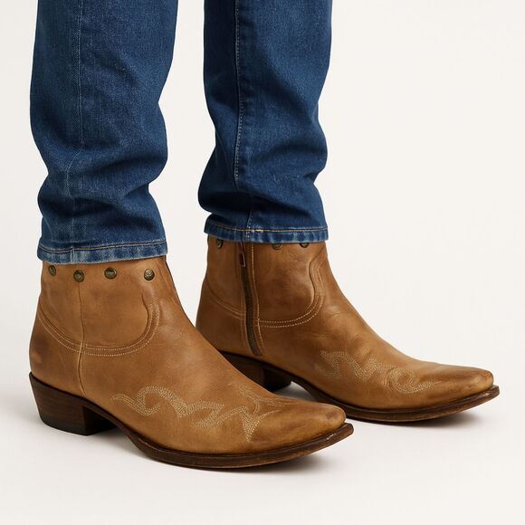 Old Gringo 2790 Yippee Ki Yay Tan Studded Ankle Cowboy Boots Men 11D - Picture 1 of 8